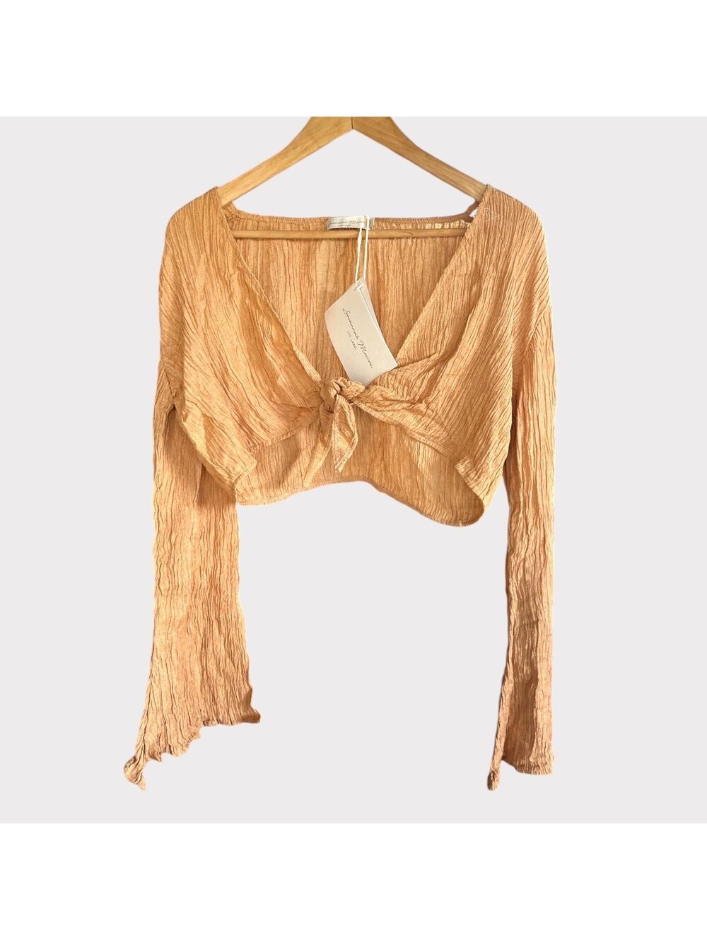 Savannah Morrow The Label Amarillo Silk Top Size XS Sandstone - Picture 2 of 9